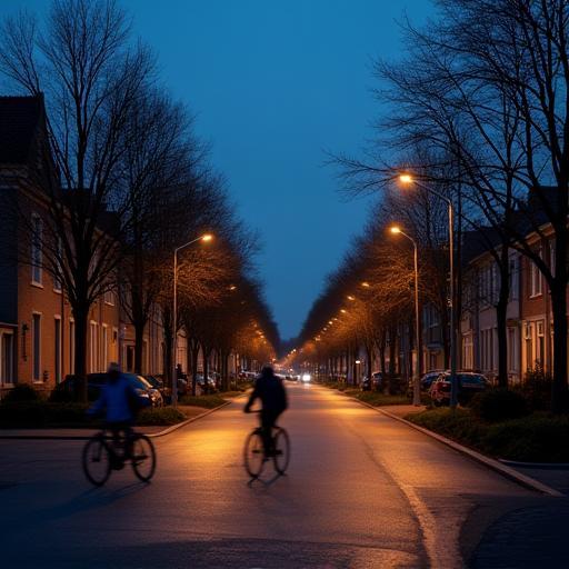 Slim verlichte straat in Haarlem