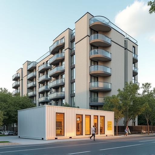 Appartementencomplex met batterijcontainer